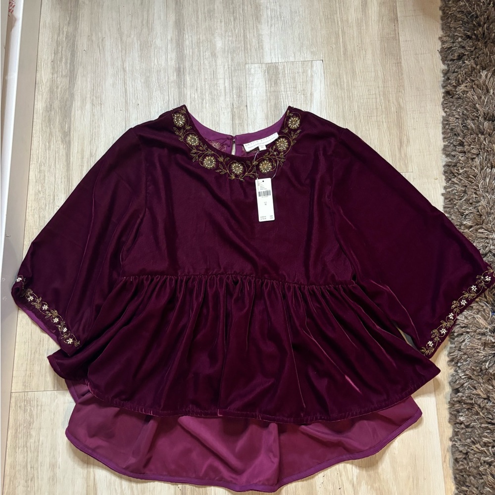 NWT Anthropologie Mayelle Velvet Babydoll Blouse Kavita Bhartia Medium - Picture 14 of 14